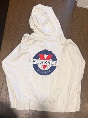 Vuarnet White Hoodie with Navy and Red Logo
